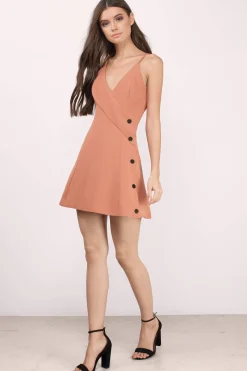 Tobi Cameo Dream Space Button Down Deep V Mini Dress -
