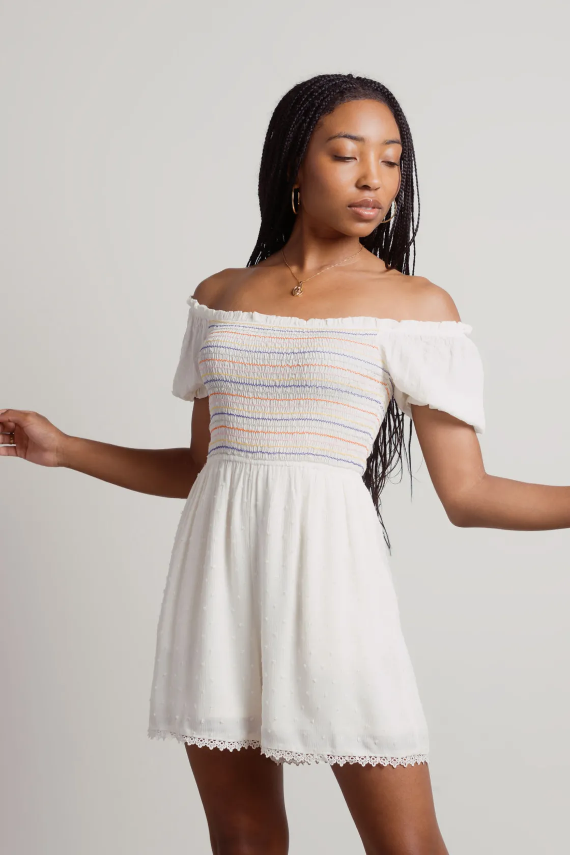 Tobi Candy Drop Smocked Romper -