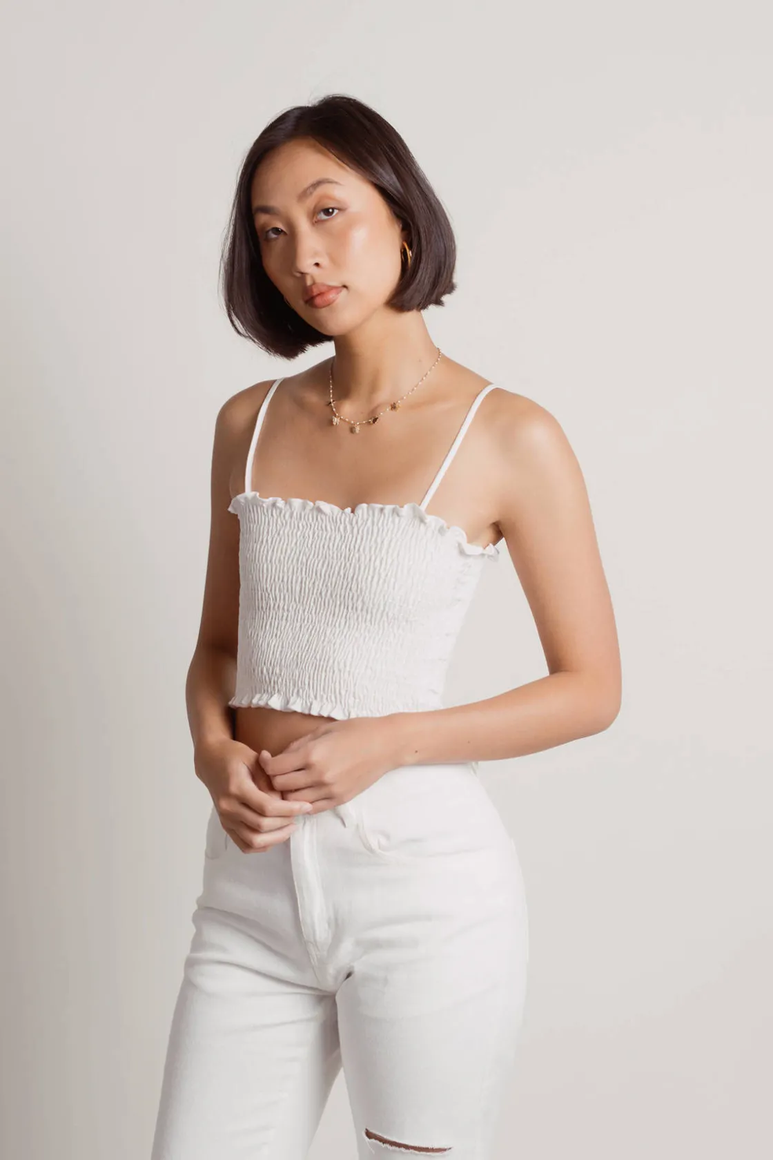 Tobi Care About Me Crop Top - Ivory