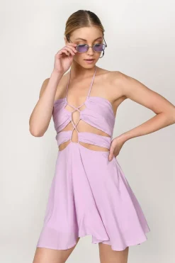 Tobi Carlie Lace Up Skater Mini Dress - Mint