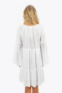 Tobi Carmilla Lace Bell Sleeve Mini Dress -