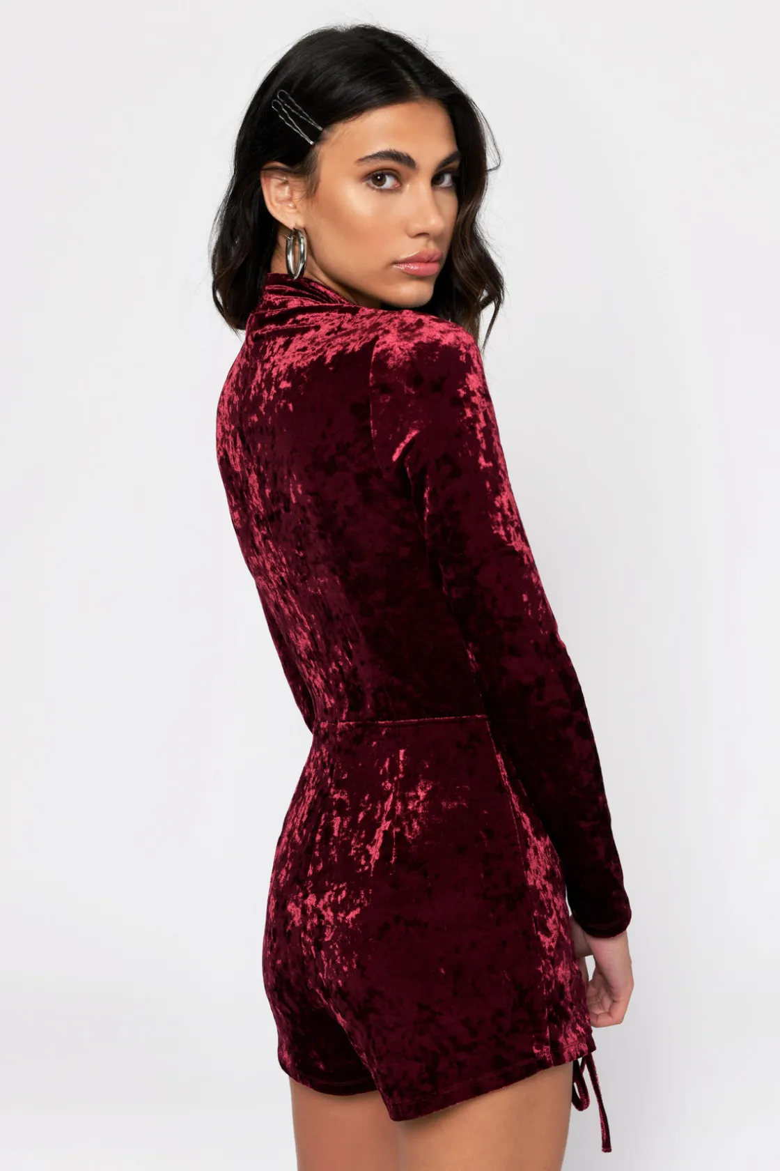 Tobi Caroline Velvet Romper - Wine