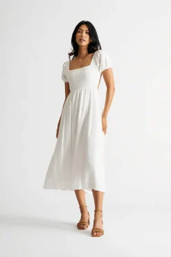 Tobi Cassandra Puff Sleeve Flared Maxi Dress