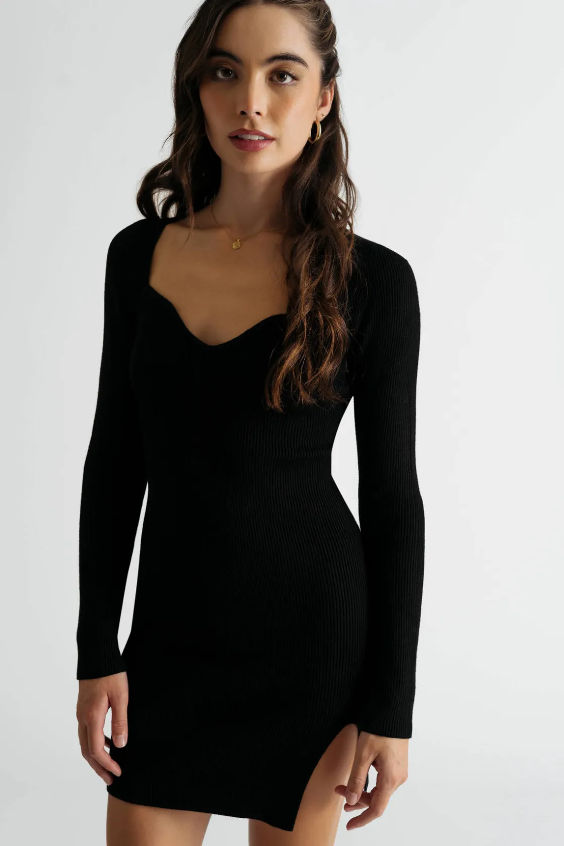 Tobi Catalina Ribbed Sweater Mini Dress - Hunter Green