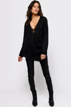 Tobi Catalina Surplice Blouse - Navy