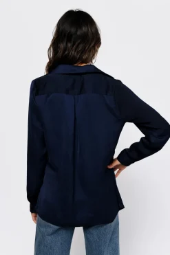 Tobi Catalina Surplice Blouse - Navy