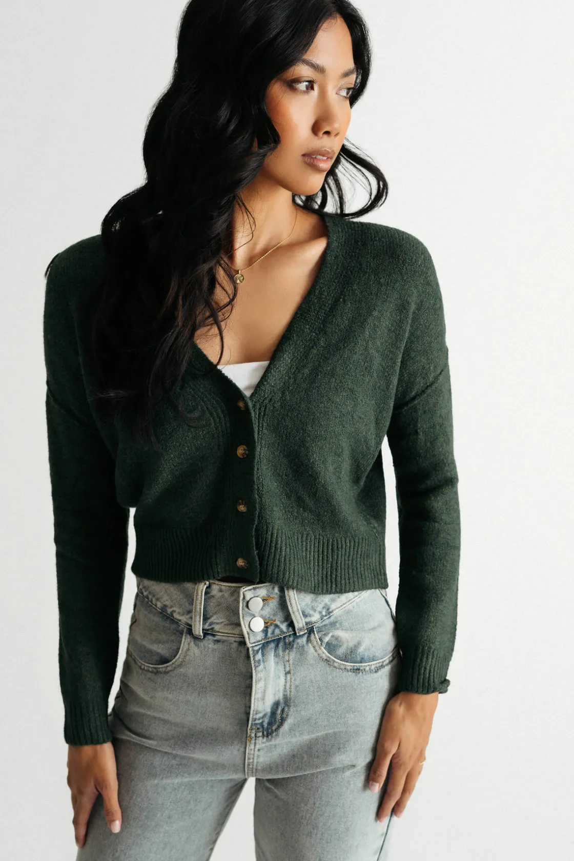 Tobi Cece Crop Cardigan - Green
