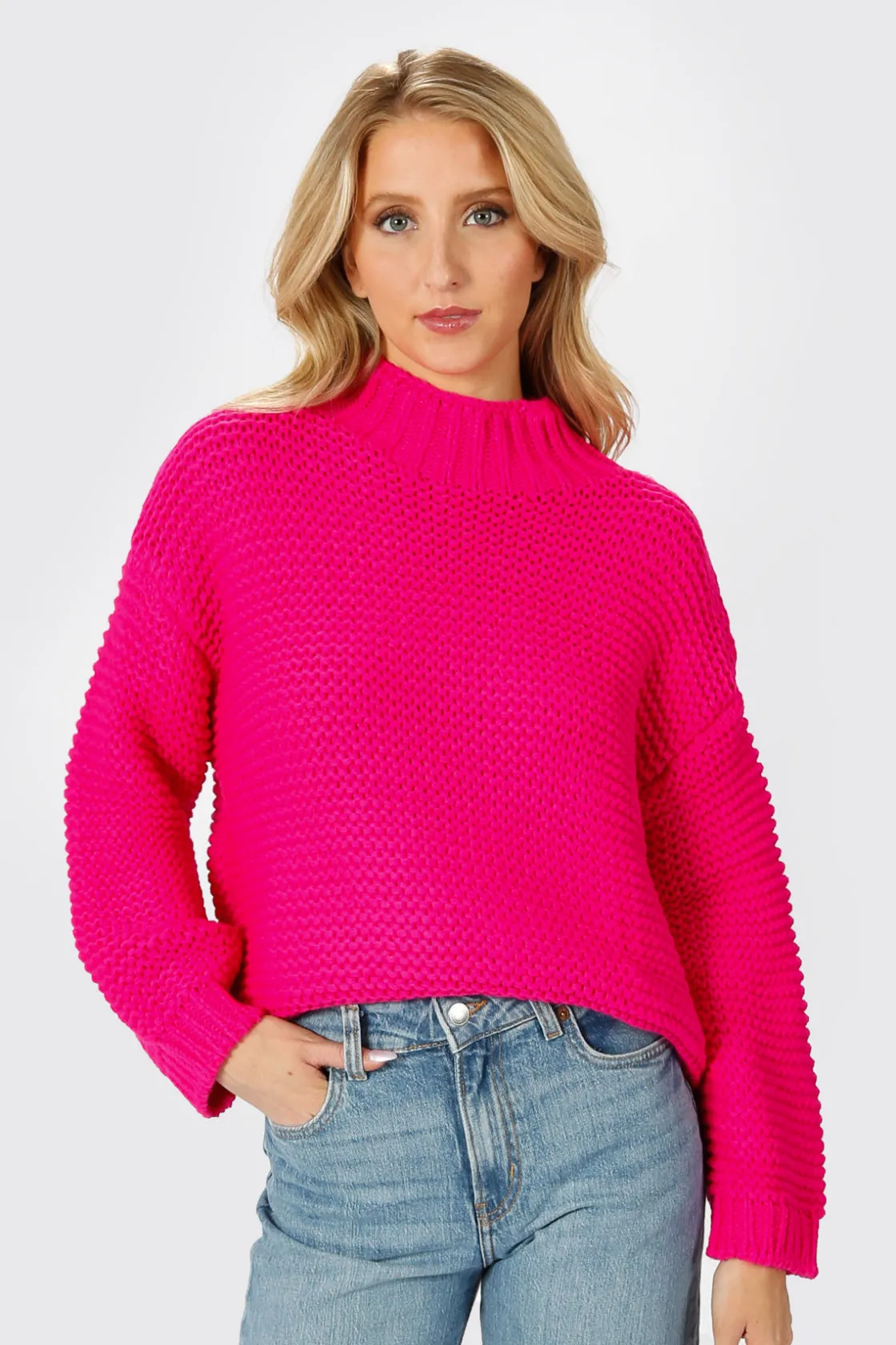 Tobi Cecilia Chunky Knit Sweater - Hot Pink