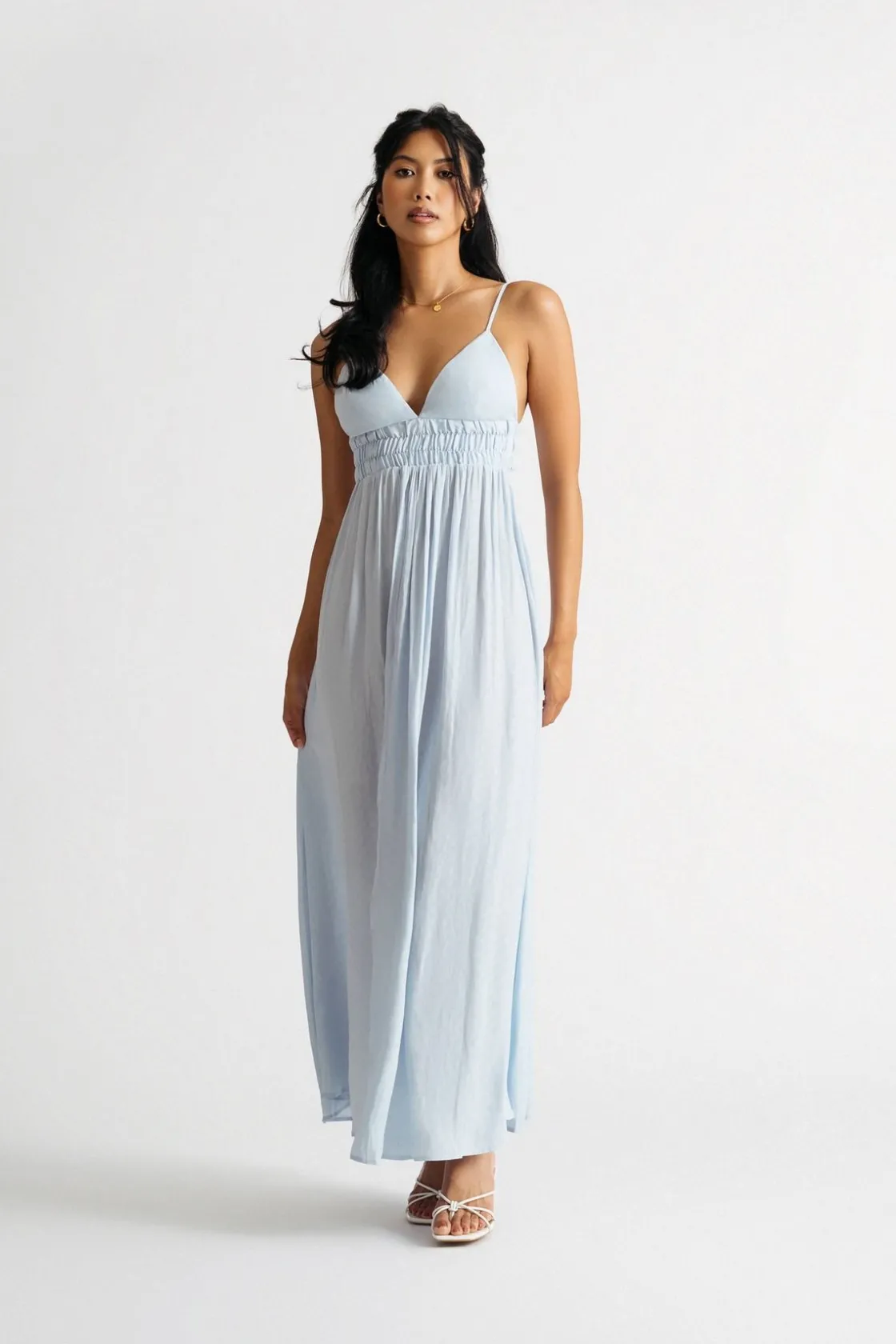 Tobi Celine Checkered Smocked Midi Dress -