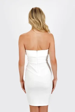Tobi Cello Strapless Bodycon Midi Dress - Ivory