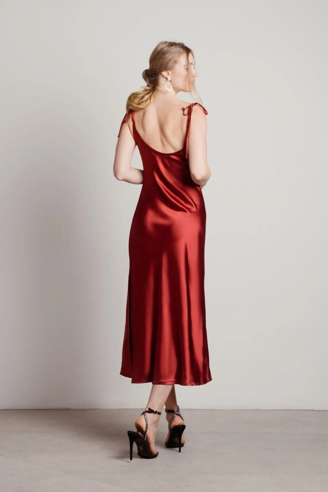 Tobi Charm Me Satin Cowl Neck Midi Dress - Blush
