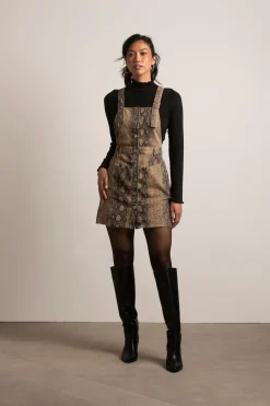 Tobi Chill Day Snake Print Denim Mini Dress -