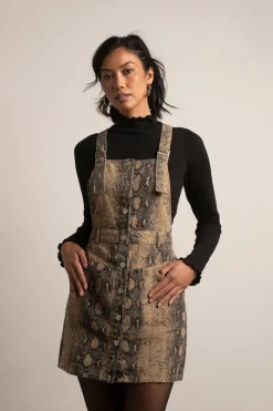 Tobi Chill Day Snake Print Denim Mini Dress -