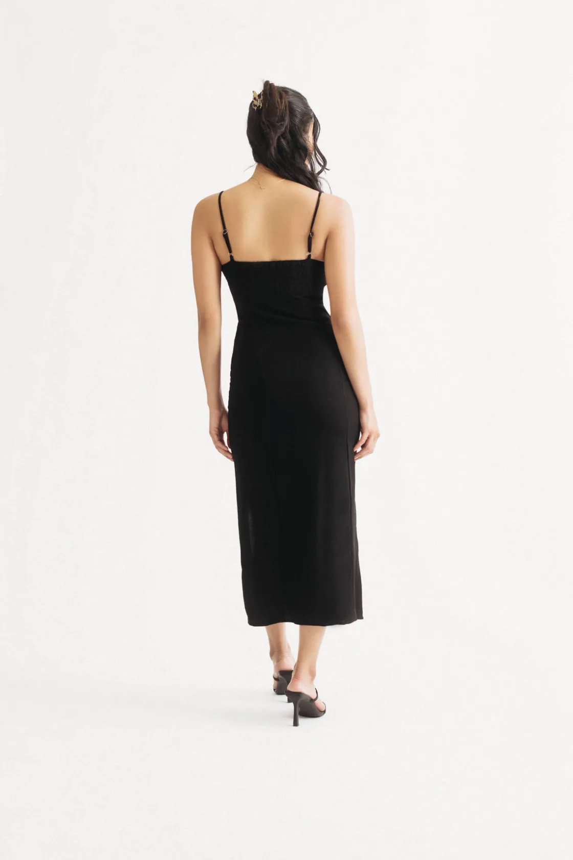 Tobi Chrissie Ruched Tied Slit Midi Dress