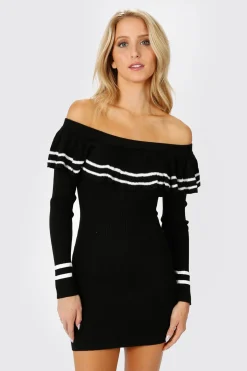 Tobi Christina Ribbed Off The Shoulder Mini Dress -