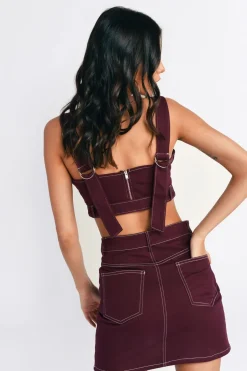 Tobi Ciara Bustier Top - Maroon