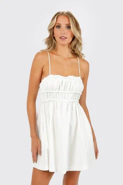 Tobi Claire Smocked Strappy Mini Dress - Black