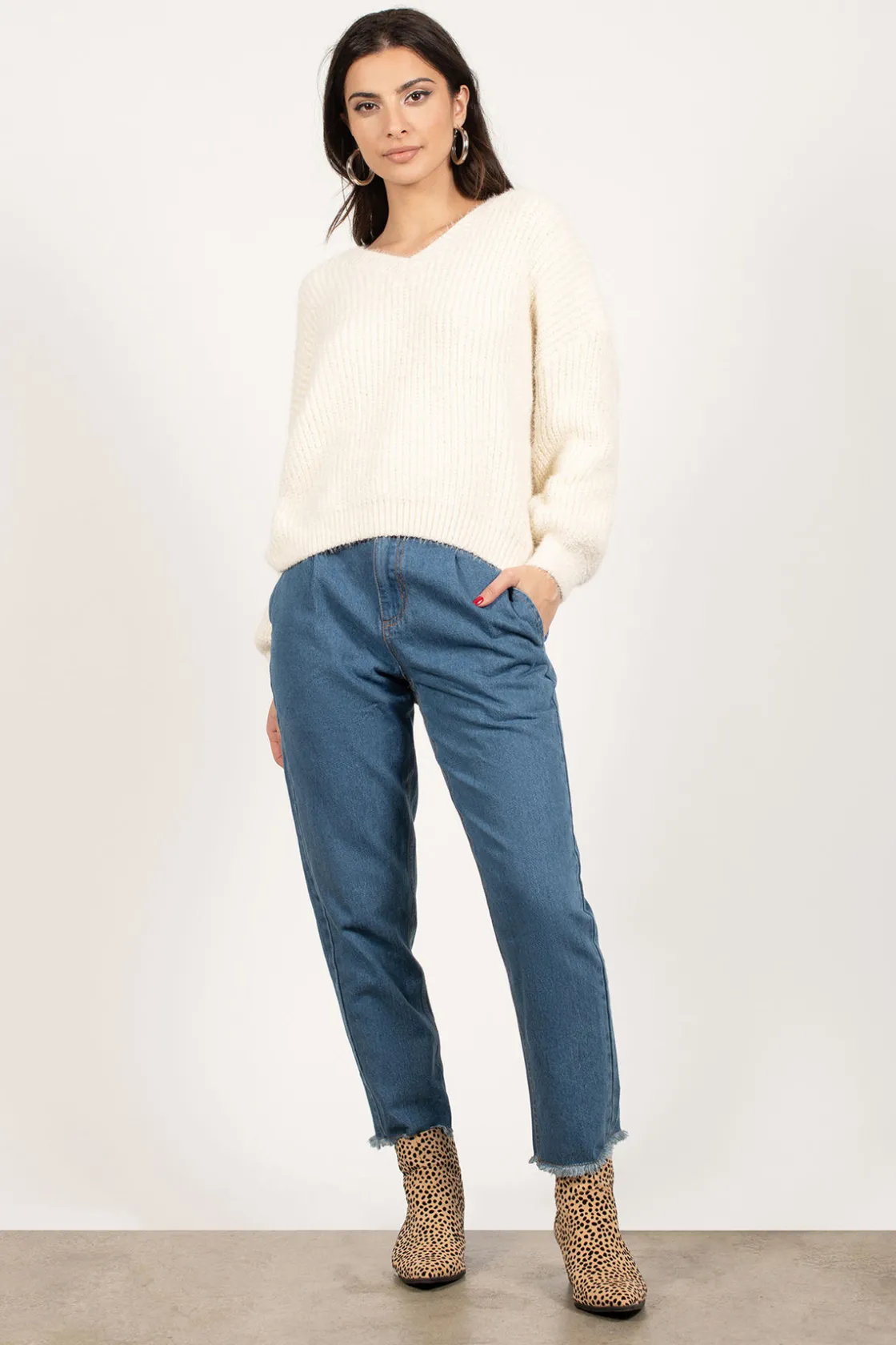 Tobi Cloudy Days V-Neck Sweater -