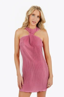 Tobi Color Of Passion Twist Pleated Mini Dress -
