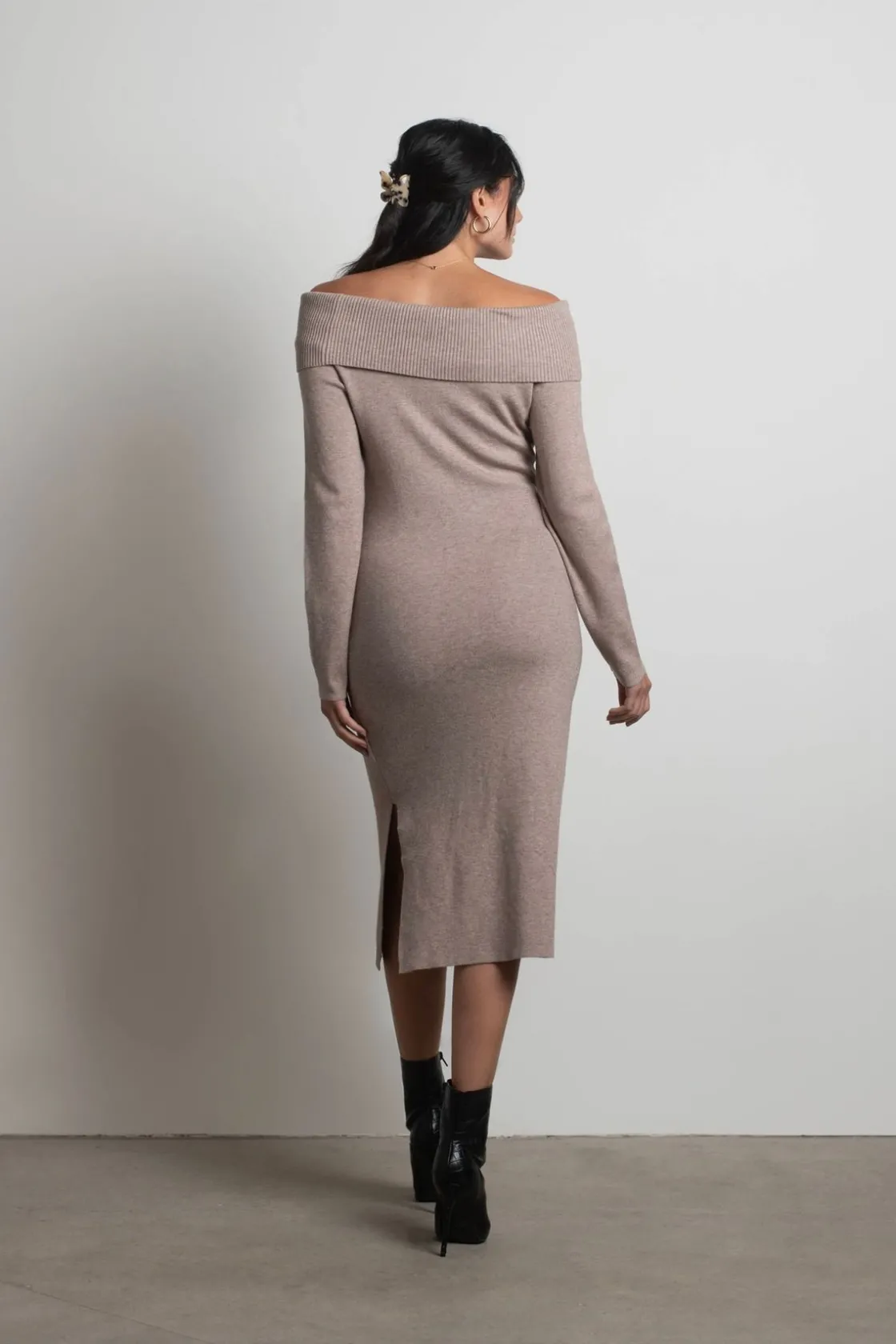 Tobi Come Around Off The Shoulder Sweater Midi Dress -
