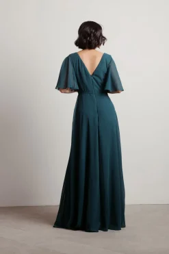 Tobi Come Closer To Me Butterfly Sleeve High Slit Maxi Dress - Ivory