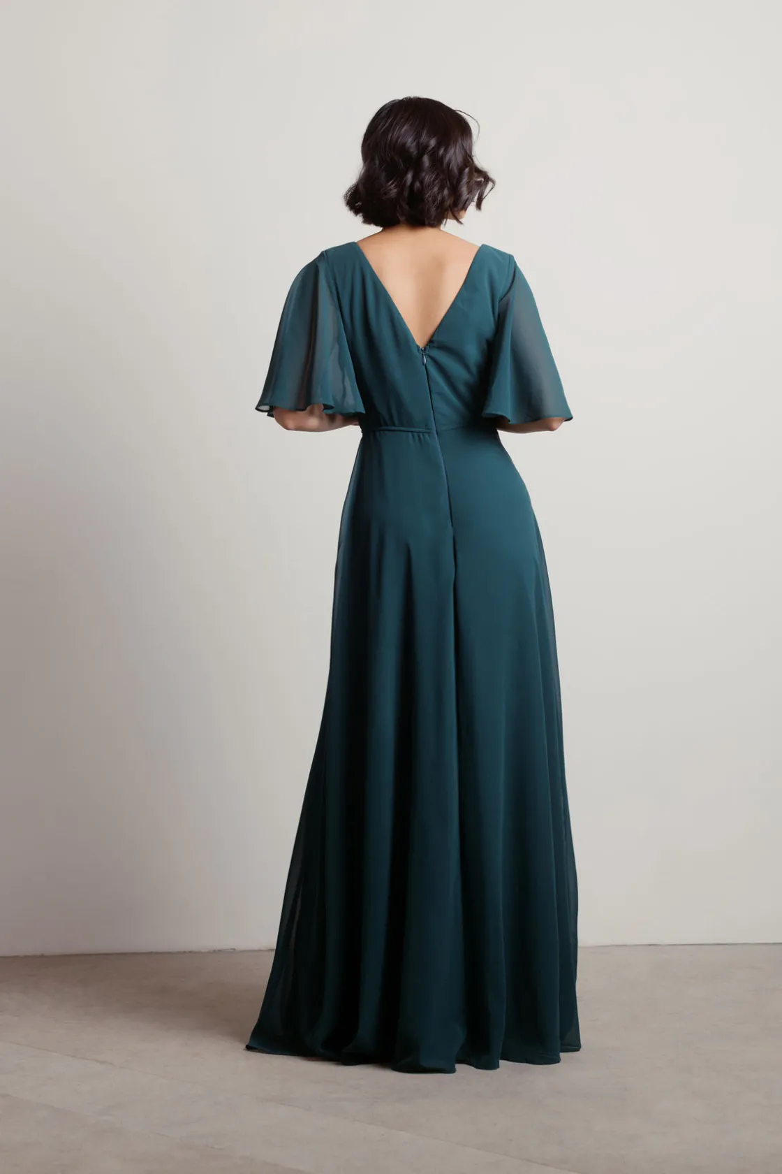 Tobi Come Closer To Me Butterfly Sleeve High Slit Maxi Dress - Ivory