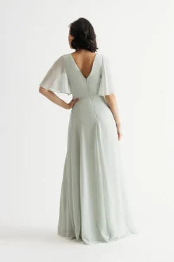 Tobi Come Closer To Me Butterfly Sleeve High Slit Maxi Dress - Ivory
