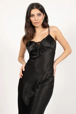 Tobi Come Get Me Satin Front Tie Midi Dress -