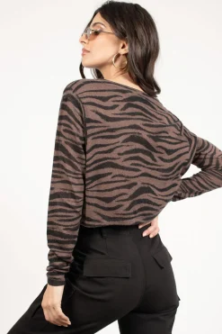 Tobi Come Thru Zebra Print Top -