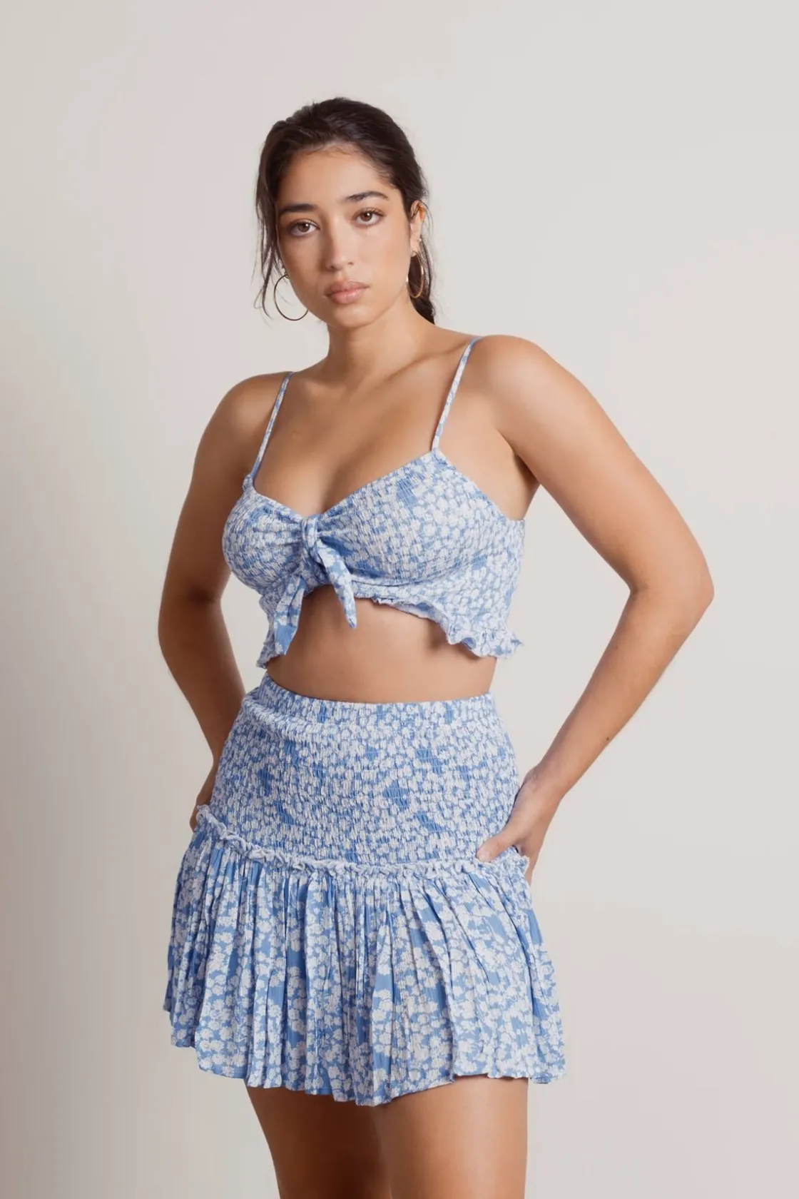 Tobi Come With Me Floral Crop Top And Mini Skirt Set -