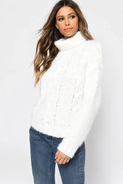 Tobi Come With Me Turtle Neck Sweater - White