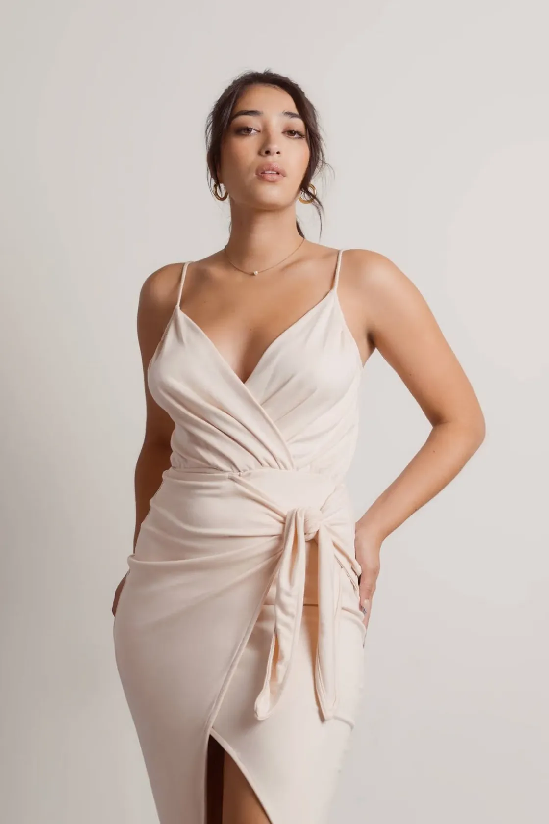 Tobi Common Sense Slit Wrap Midi Dress -