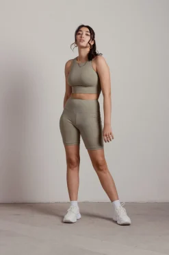 Tobi Cool Down Ribbed Crop Top And Biker Short Set -