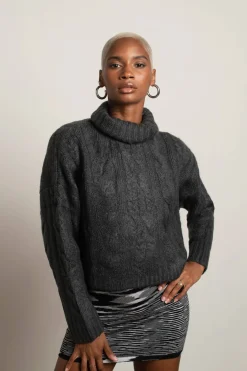 Tobi Corinne Turtleneck Sweater - Charcoal