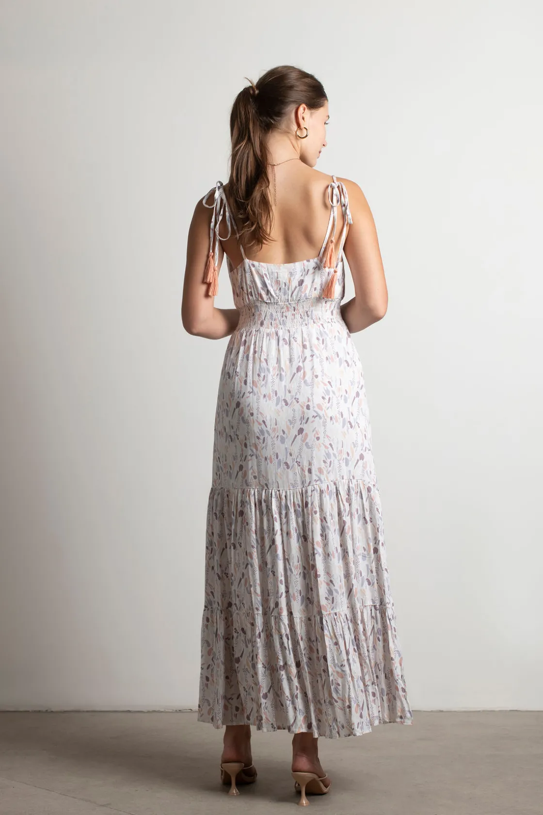 Tobi Count The Miles Abstract Print Tiered Maxi Dress -