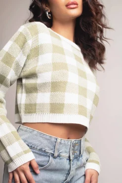 Tobi Cozy Gal Checkered Sweater -