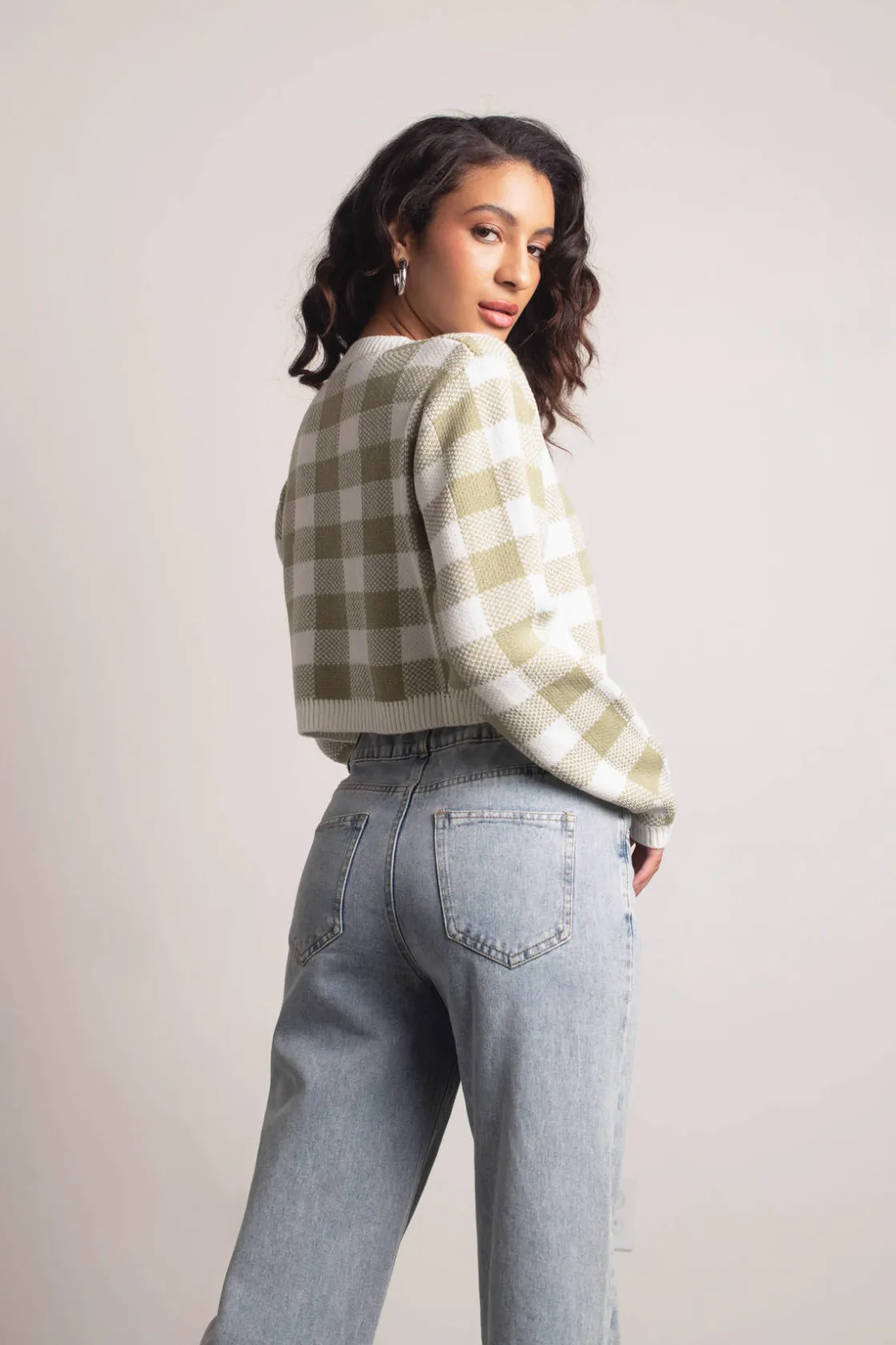 Tobi Cozy Gal Checkered Sweater -
