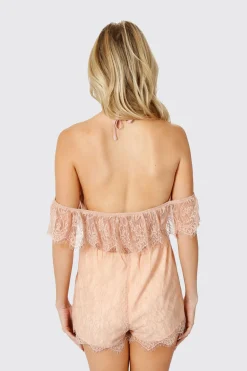 Tobi Cut It Out Lace Romper - Rose