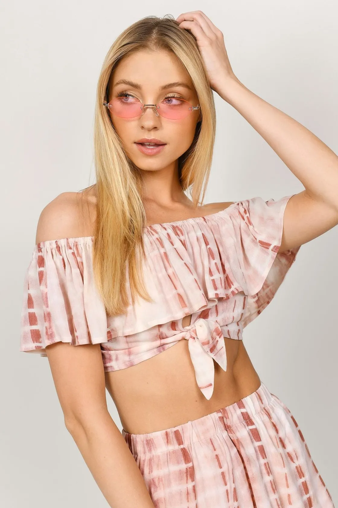 Tobi Cut Ties Crop Top - Blue