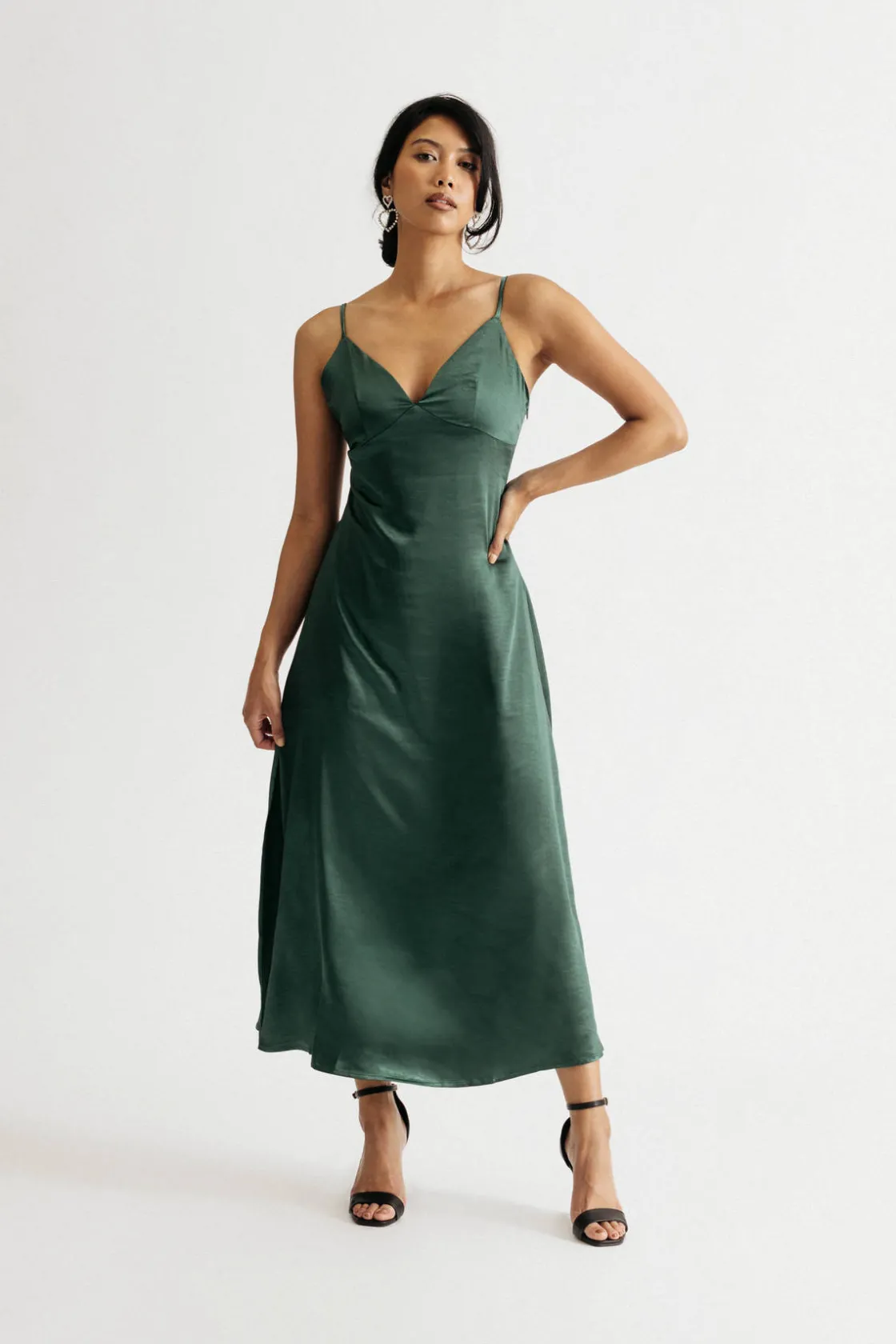 Tobi Dance Away Satin Slit Maxi Dress