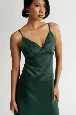 Tobi Dance Away Satin Slit Maxi Dress