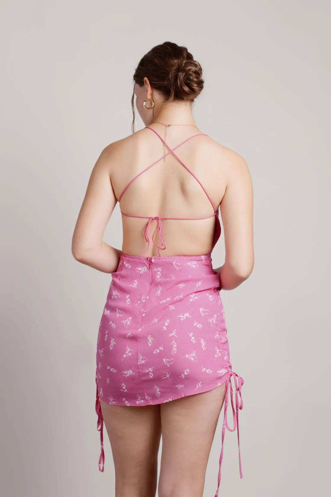 Tobi Dangerous City Floral Cross Back Mini Dress -