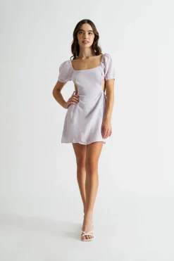 Tobi Danica Puff Sleeve Cutout Mini Dress -