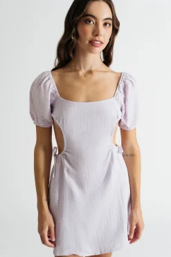Tobi Danica Puff Sleeve Cutout Mini Dress -