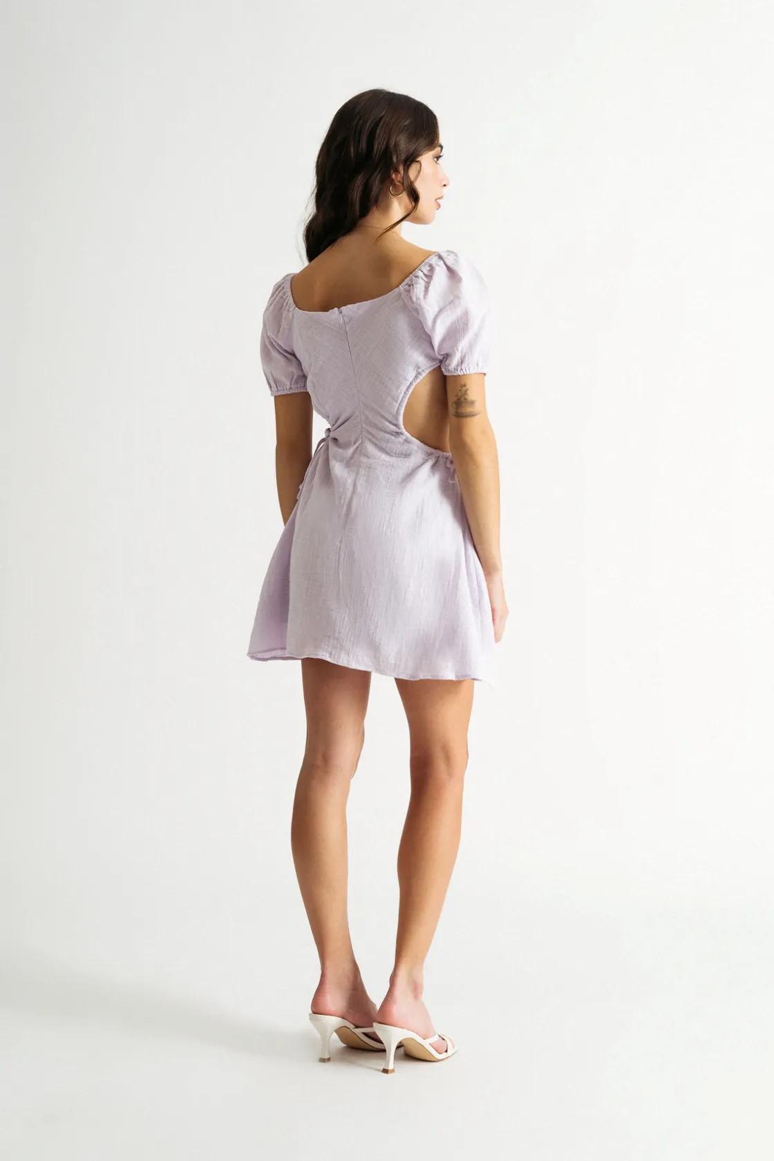 Tobi Danica Puff Sleeve Cutout Mini Dress -