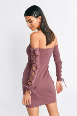 Tobi Danielle Lace Up Sleeve Bodycon Mini Dress - Black