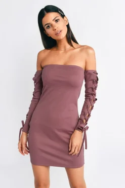 Tobi Danielle Lace Up Sleeve Bodycon Mini Dress - Black