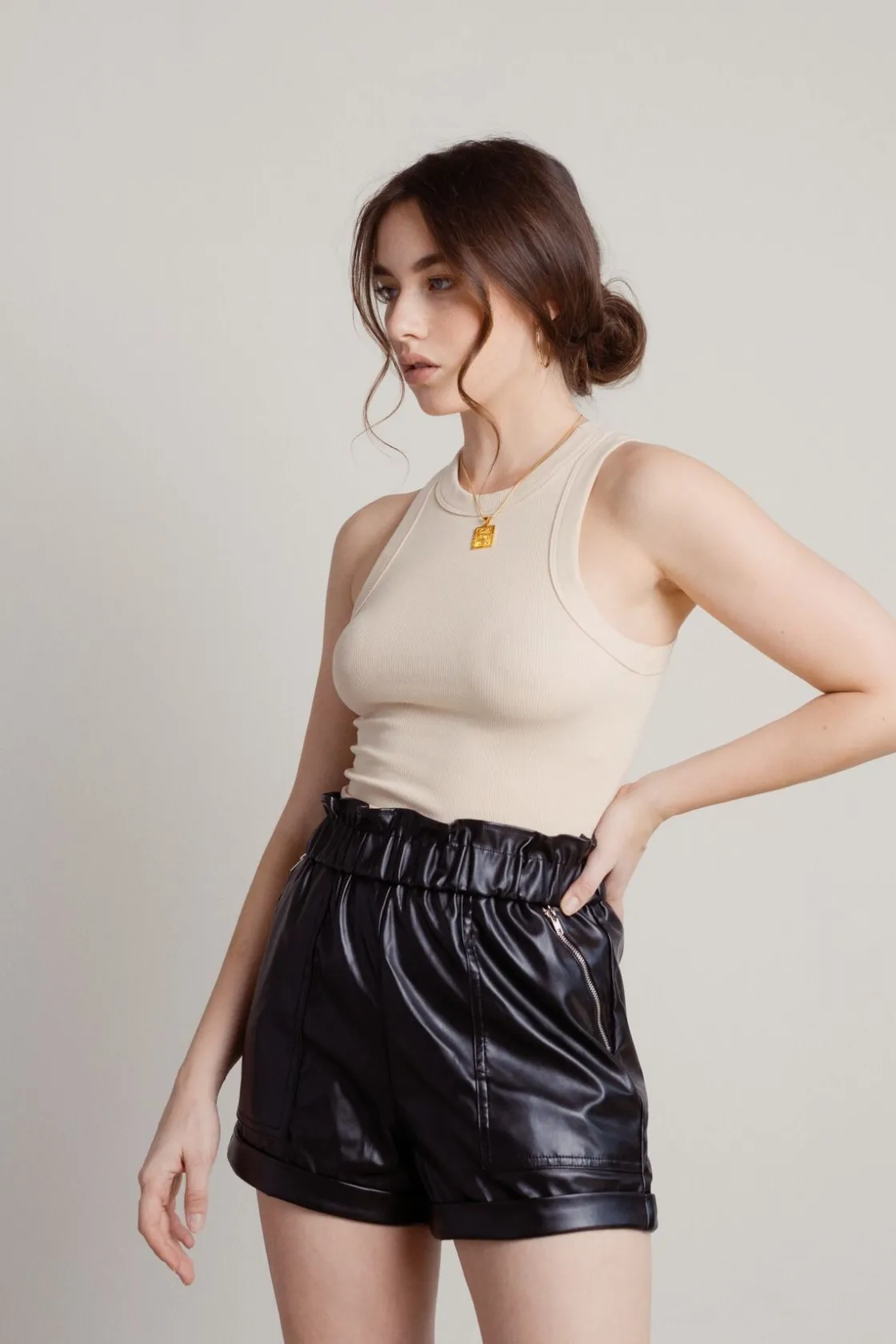 Tobi Darkside Faux Leather Shorts -