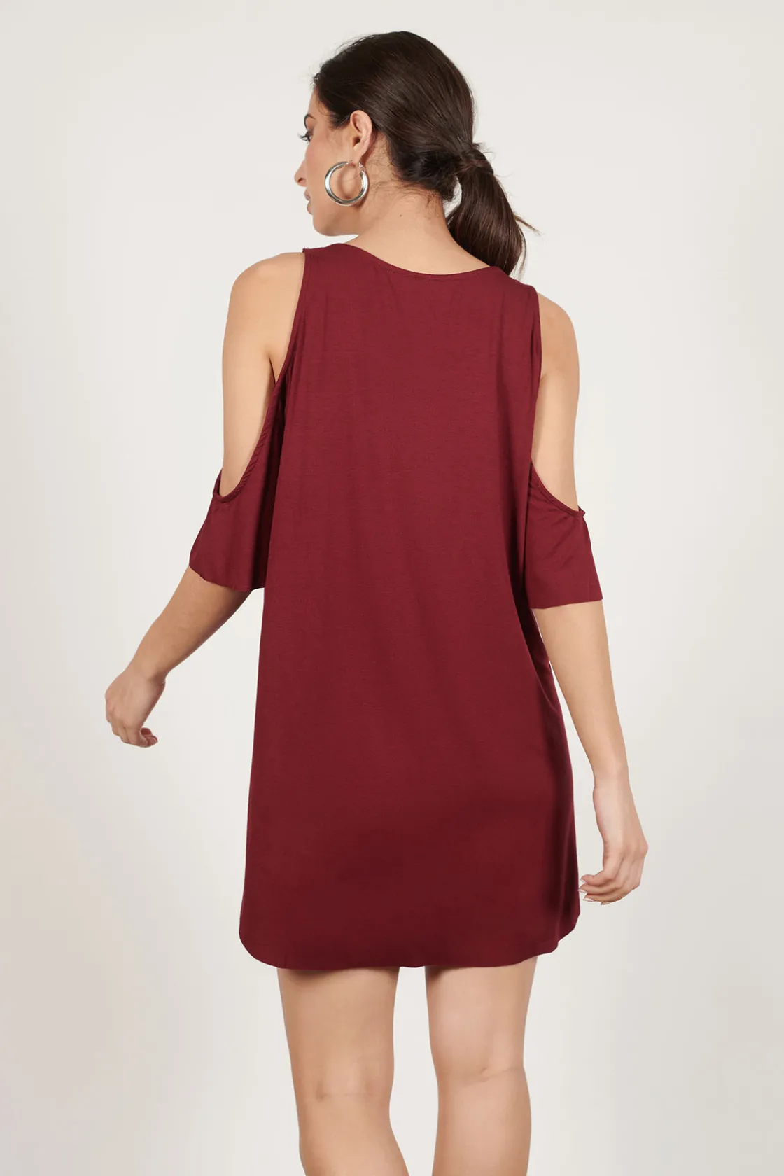 Tobi Daydream Cold Shoulder Shift Mini Dress - Heather Grey