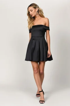 Tobi Daydream Off The Shoulder Skater Mini Dress - Black